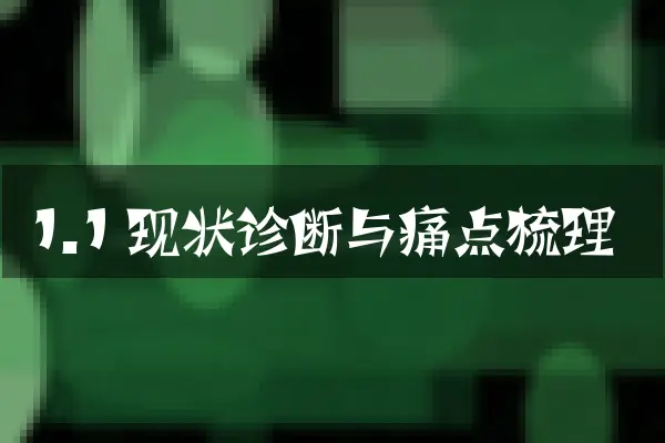 1.1 现状诊断与痛点梳理