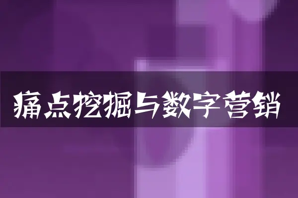 痛点挖掘与数字营销
