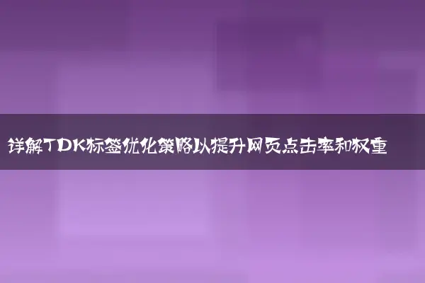 详解TDK标签优化策略以提升网页点击率和权重
